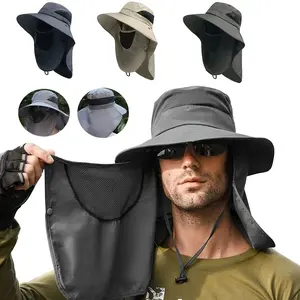 2pcs Outdoor Sun Hat, Men's Neck - Quick-Drying Braided Barrel Hat, Adjusting Sun Visor, Breathable Mesh, with Removable Mask, Unisex, Suitable for Fishing, Hiking, Camping uv protection summer sport