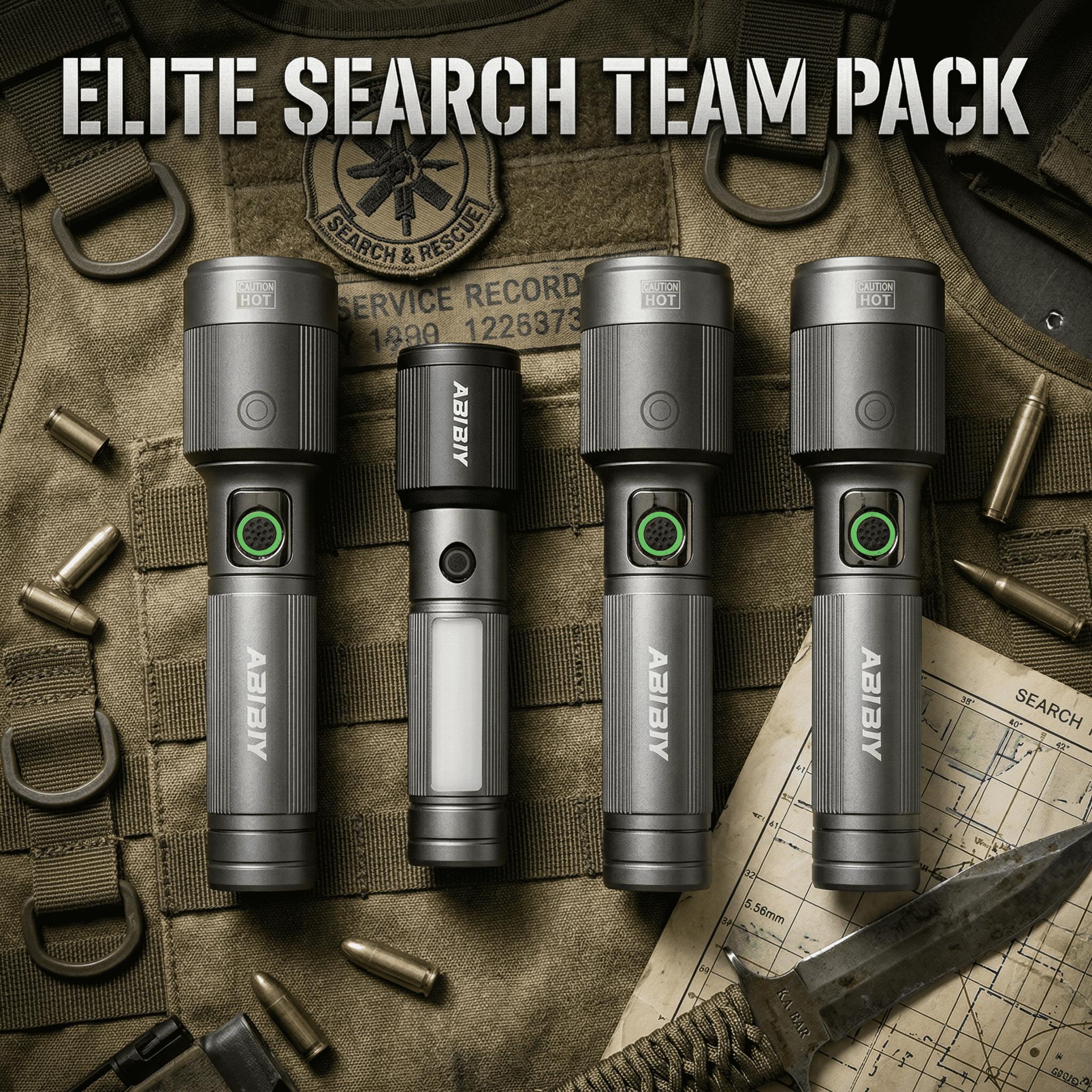 ABIBIY Flashlight Set 4PCS (3 Big 1 Mini), USB C Fast Charging, Water Resistant, Long Runtime, Aluminum Alloy, for Outdoor Home Emergency