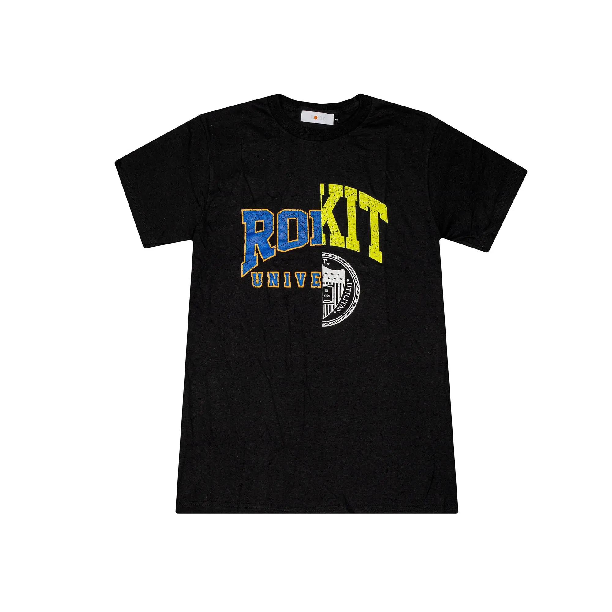 Men's Dropout Graphic T-Shirt, Casual Streetwear Crew Neck Shortsleeve Black Tops, Menswear