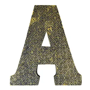 Geometric Gold Accent Mango Wood Letter(A to Z) Blocks