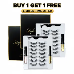 BUY 1 GET 1 FREE - Eyelash Extensions - 7 Pairs &  Lash Extension Kit Lash Bond and Seal Waterproof, Tweezers Easy Application Glam in Seconds Water Compatible brow gel blush on