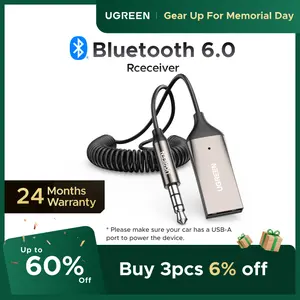 UGREEN Aux to Bluetooth 6.0 Adapter Wireless Receiver for Car Hands-Free with Built-in Microphone AUX 3.5mm Stereo Audio - Dealsforyourdays Auxiliary Cord Grey, n Microphone AUX 3.5mm Stereo Audio Auxiliary Cord Grey, tiktokshopmemorialday