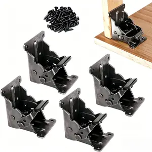 4 Pack 90 Degree Self-Locking Folding Hinges, Heavy Duty Brackets for Folding Table Legs & Furniture