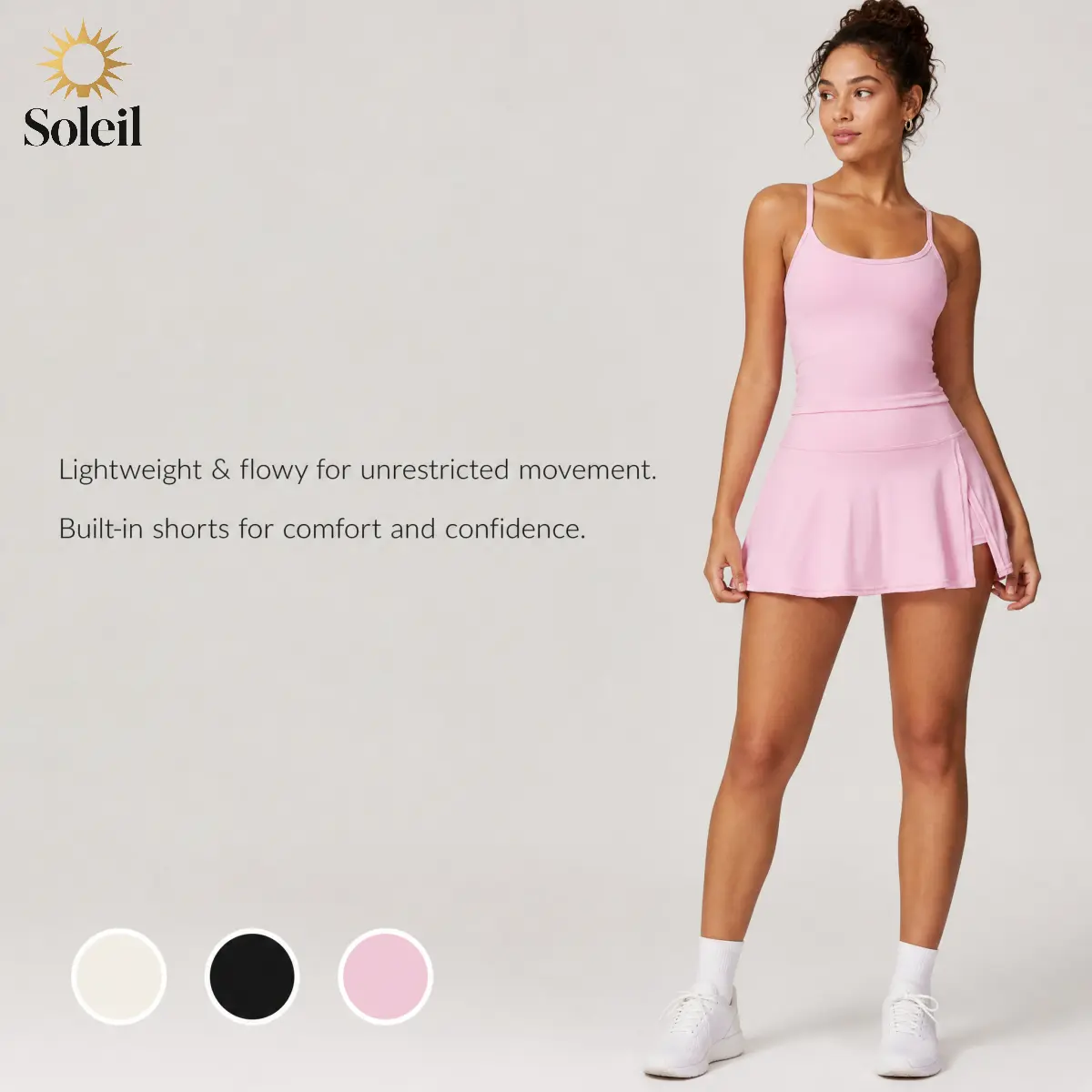 【Soleil】Women's High Rise A-Line Athletic Skort with Built-in Shorts, Plus Size Soft Stretch Fabric for Tennis, Workouts, and Yoga, Multi-Size, Running/Yoga
