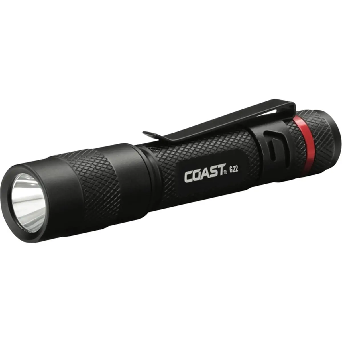 Coast 3004860 G22 Compact Waterproof Shockproof 100-Lumen Black Aluminum Body LED Flashlight - High-Low Switch, AAA Alkaline Battery, 0.5in H, 0.5lbs, 3.65in L, 180ft Range, 5hr Runtime, Single Unit LED Light for DIY Home Improvement