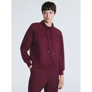 Scoop Women's Scubaknit Sweatshirt, Funnel Neck Long Sleeve Pullover Top, Soft Midweight Lounge Wear, Regular & Plus Sizes XS-XXL