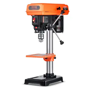 VEVOR 8 in Benchtop Drill Press, 2.5A Induction Motor, Tabletop Drilling Machine with 620 / 1140 / 1740 / 2340 / 3100 RPM Adjustable Speed, 0-45° Tilting Worktable, LED Work Light, for Wood Metal