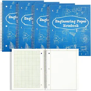 Colarr Engineering Computation Pad 8.5" x 11" Engineering Wirebound Spiral Notebook Grid Pad 5 Squares Per Inch Graph Paper for Drafting Drawing Blueprint Sketching(Blue,4 Pads)