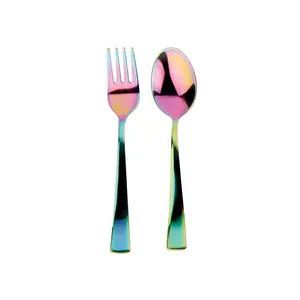 Ahimsa Stainless Steel Kids Utensils Set, Pediatrician Designed, Colorful Kids Silverware, Non Toxic, Dishwasher Safe, Rainbow Fork and Spoon