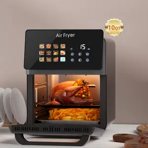 10QT Large Air Fryer Oven For Kitchen Countertop Use, Smart Convection Ovens,AirFryer With Glass View Window,Fryer Liners,Removable Door-Black