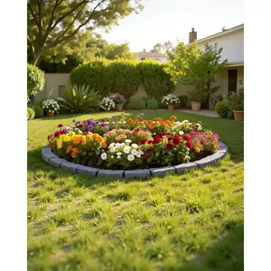 VEVOR Faux Stone Landscape Edging, No Dig Garden Edging Border, Flexible Blocks for Lawn Edging, Flower Beds, Driveway, Yards with 12 Spikes, 4 Pack 24 Bricks 16FT Kit, 47.2 Lx 4 Wx 9 H, BeigeVEVOR Super Brand Day