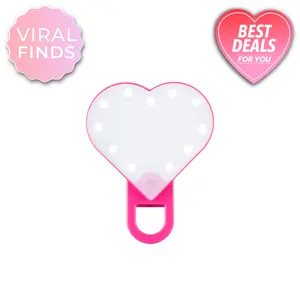 RIKI Sweetheart Clip-On Selfie Light & Makeup Mirror with 5 Adjustable Brightness Settings