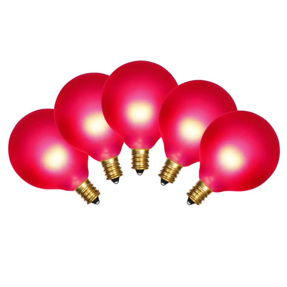 212 MAIN Satin Red G50 Christmas Bulbs, 10ft Green Wire Set, 12in Spacing, Home Ornaments for Festive Home Decorations, Party Lighting