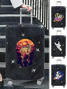 Cartoon Astronaut Pattern Luggage Cover, Stretch Luggage Protector, Baggage Dust Case Cover, Travel Organizer for 18-32 Inch Suitcase
