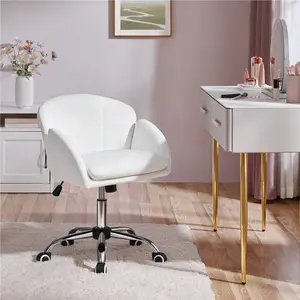 1PC Modern Velvet Ergonomic Office Chair With Adjustable Height & Swivel Base, Dual-Layer Cushion Desk Chair For Home Office & Vanity,Dark Gray/Light Gray/Snowy/Pink