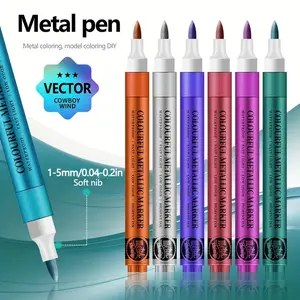 12/18 Color Set Metallic Markers, Soft Tip Waterproof, Gundam Model Coloring, DIY Graffiti Pens, Student Art Supplies, Highlighter Pencils