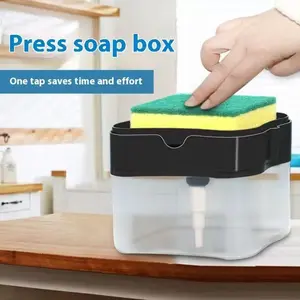 Elegant Dish Soap Dispenser with Sponge Holder, Manual Operation, Kitchen Sink Use for Home and Hotel