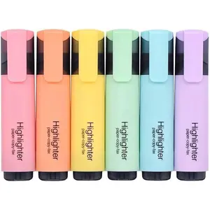 Highlighter,Chisel Tip Marker Pen,6 Assorted Pastel Colors,20079