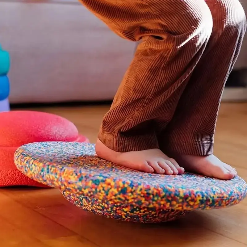 🤸‍♂️ Active Indoor Play Equipment | 1 Pc Colorful Foam Balance Board | Core Strength Training Wobble Disc, Tilting Angle Board Home Workout