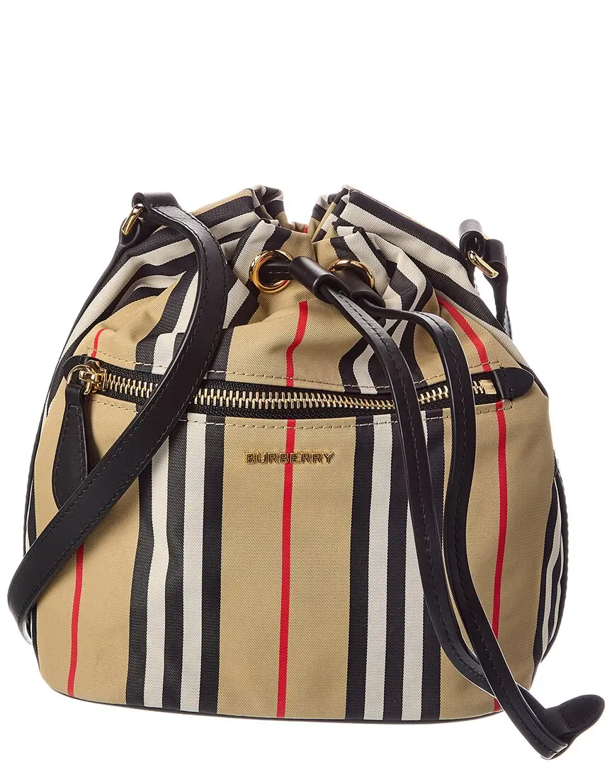 Burberry Drawstring Check Canvas Bucket Bag