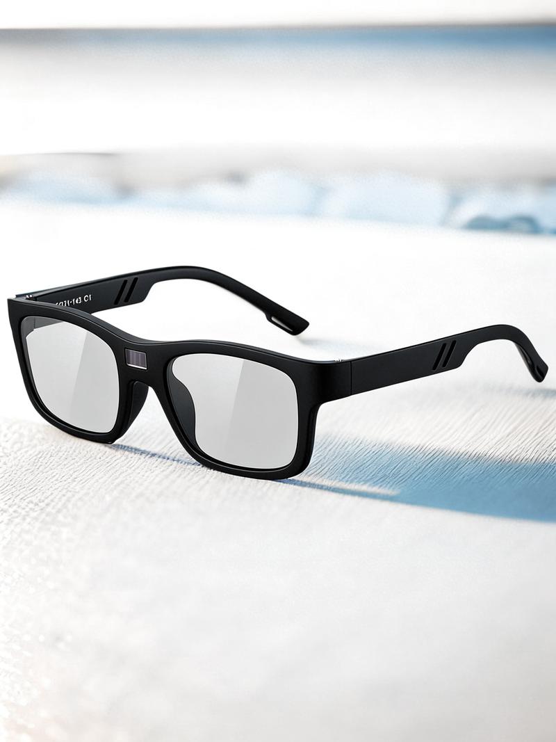 Paleshy Ultra-Light Smart Polarized Sunglasses 0.1-Second Color-Shift Photochromic Square Glasses for Men Women UV Blocking Outdoor Safety Eyewear with Rapid Lenses