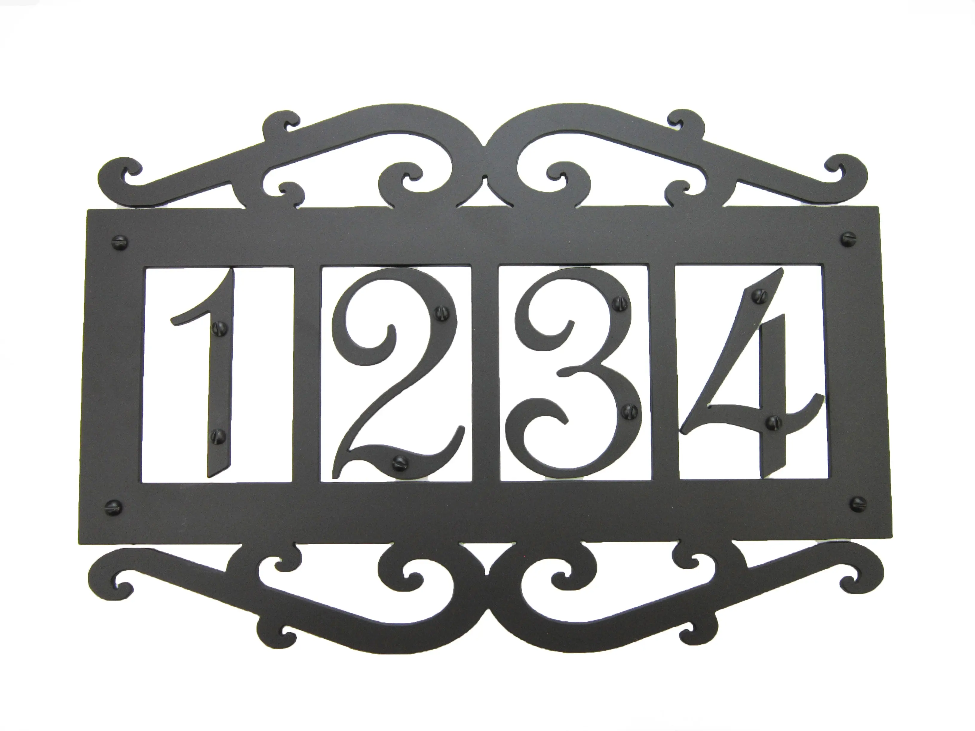 Classic Spanish Style Horizontal Wrought Iron Address Plaque 4 Number APHS14 (1 piece)