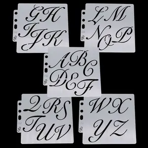 5-Piece Floral Calligraphy Letter Templates, Pre-Traced Lace Edges, Ideal for Tracing, Stenciling, and Cutting, Craft Supplies