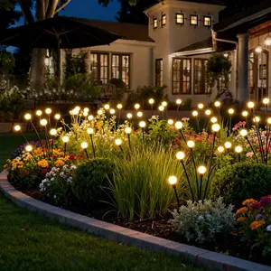 1pc,10 Solar Firefly Lawn Lights, Dreamy Warm Light, Suitable for Garden LED Wind-Powered Ground Plug Decoration Outdoor Path And Lawn Lighting Halloween Christmas New Year Ramadan Home Courtyard Atmosphere Lighting, Solar Spotlights for Plants
