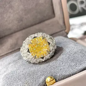 yellow A luxurious hand polished Moissanite ring paired with yellow zircon. Exquisite craftsmanship.Sparkling Moissanite and yellow zircon. Master level aesthetic design. Excellent quality. Brilliant and radiant. High quality hand polished.