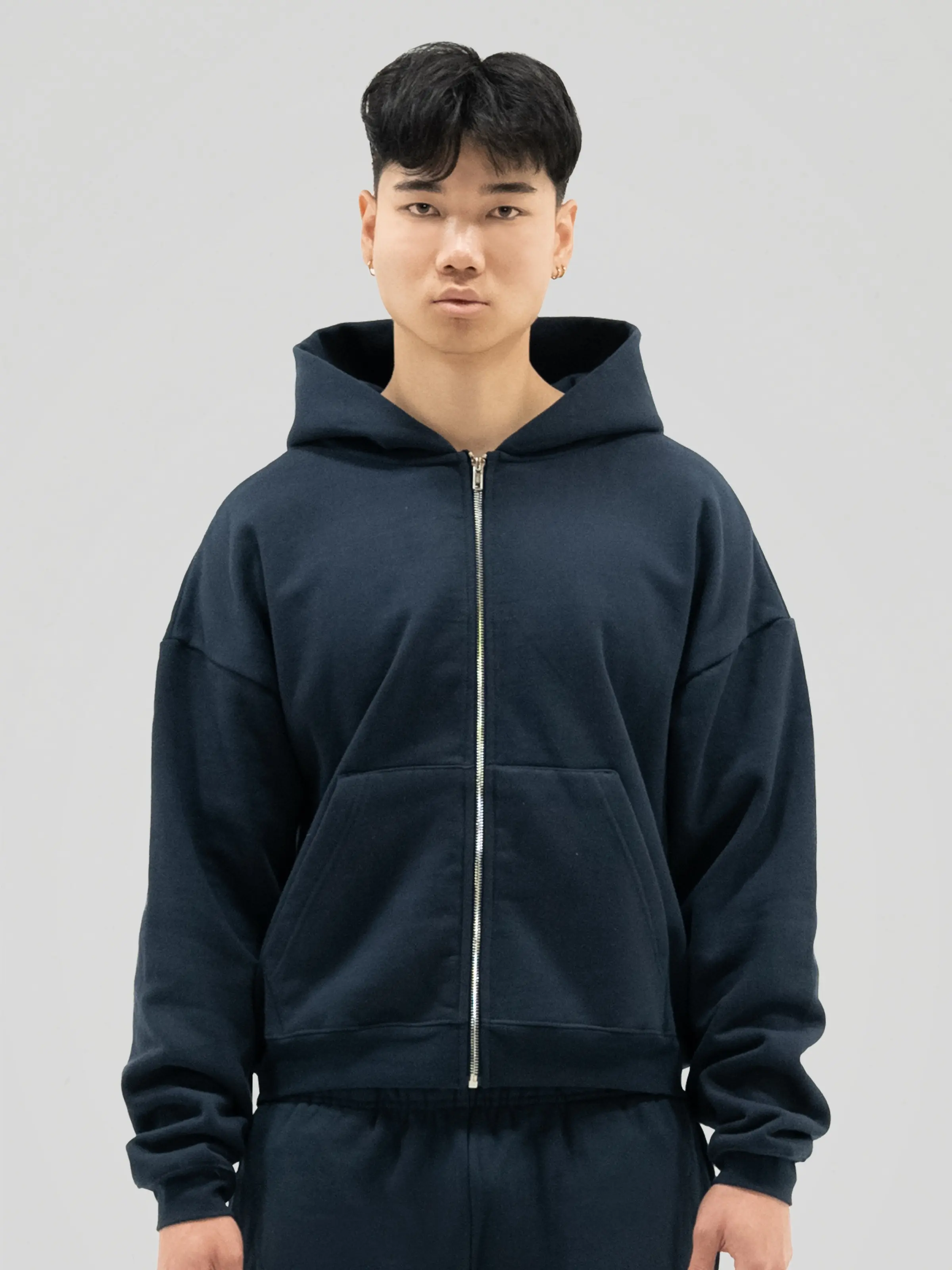 600 GSM 'Dark Navy' Zip-Up Hoodie