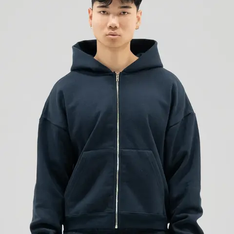 600 GSM 'Dark Navy' Zip-Up Hoodie