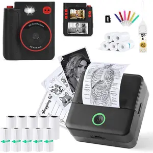 Print Pods Mini Printer for Note with  Rolls Paper and Dual Lens Kids Camera Instant Print with 5 Rolls Paper