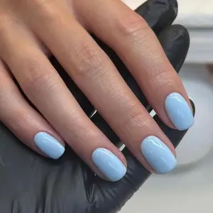 Change Your Nails, 24pcs Blue Solid Oval Press-On Nails with Jelly Glue & Nail File, Perfect for Festive Wear, Daily Use, School, Office, Party