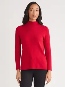 Petite Wide Rib Funnel Neck Top