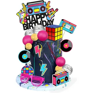 20 pcs 80s 90s cake toppers retro hip hop cake decorations for born in the 80s 90s decade throwback party decorations supplies style 1