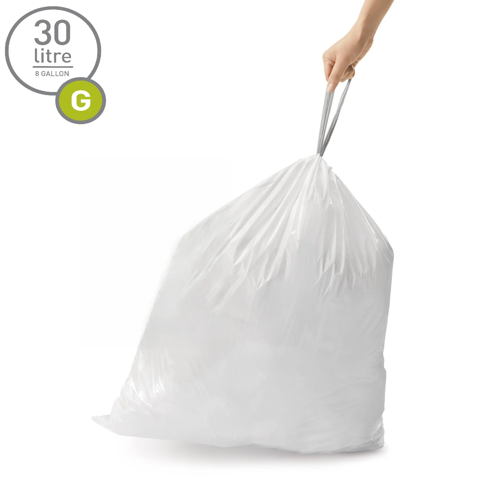 simplehuman Code G Custom Fit Trash Bags, 30L/8Gal Capacity, 60 Count Home Care Supplies