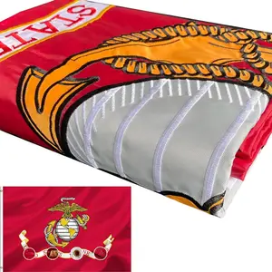 Marine Corps Embroidered Military Flags 3x5- Double Sided American USMC Flag Banner 2ply Embroidered United States Marine Corps Flag with 2 Brass Grommets Vivid Colors Waterproof