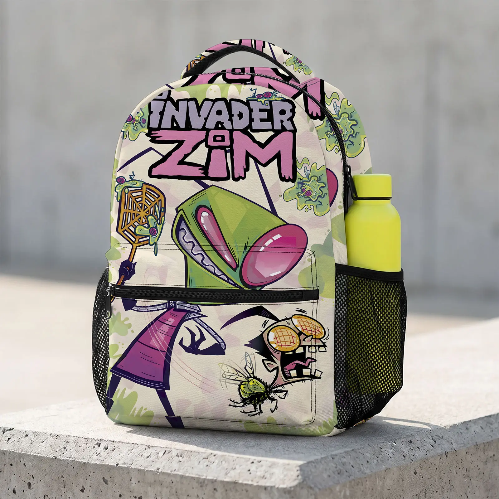 Invader-Zim Cute Cartoon School Backpack for Teen Boys | Aesthetic Print Bookbag for Kids & Students | Large Capacity Casual Daypack