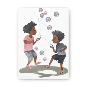 Watercolor Happy Children Blowing Bubbles Canvas Abstract Painting Wall Decor Poster Room Artistic Gifts