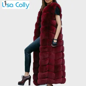 Winter Super Long Faux Fur Vest for Women Fluffy Fake Fur Coat Jacket Clothes Fabric