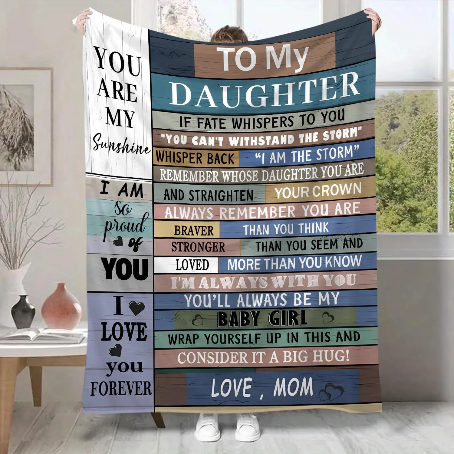 To My Daughter Letter Pattern Blanket, 1 Count Soft Comfortable Warm Throw, Air-conditioned Room Blanket, Gift for Daughter, Bedroom Accessories, Gift