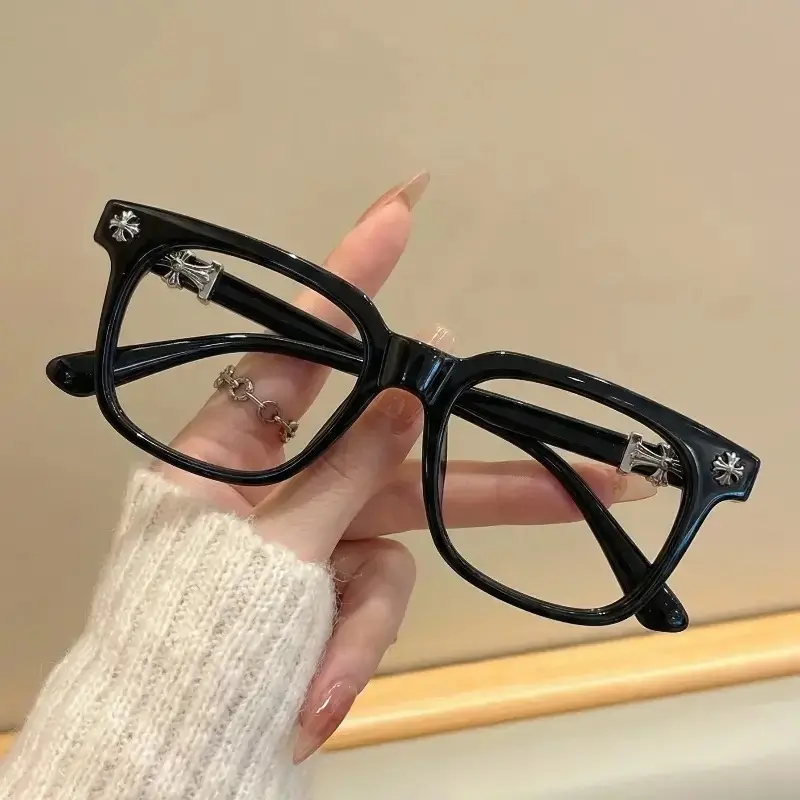 Metal Square Anti-Blue Light Glasses for Men – Fashion Flat Lens Blue Light Blocking Eyewear, Casual Versatile All-Season Computer Glasses for Work, Gaming, Reading