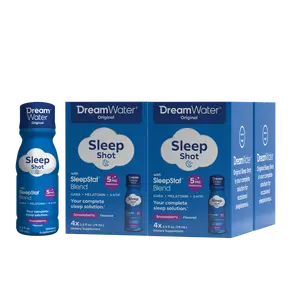 Dream Water Sleep Aid Supplement Liquid Shots; Melatonin 5 mg, GABA, 5-HTP; 2.5 oz, Stay Asleep & Wake Refreshed, Calm Blend, Sleep Aids for Adults, Snoozeberry Flavour, 16 Count