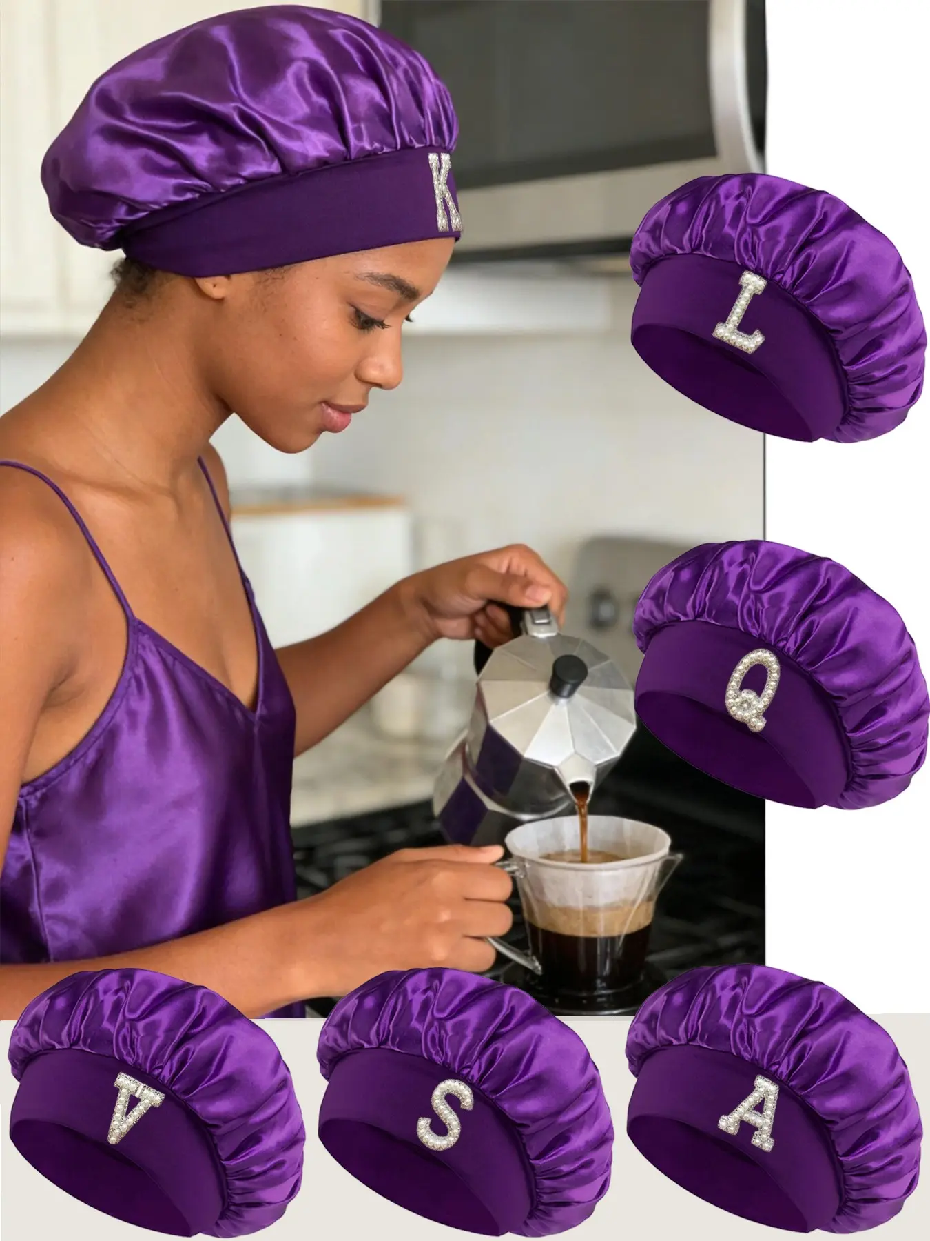 1 Piece Sleep Caps, Elastic Wide Brim Silk Satin Cap, Sleeping Bonnet, Soft Breathable Design, Anti-Slip Inner Band, Casual Turban Hat for All Seasons, Sleep Bonnets
