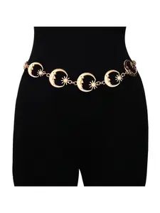 Metal Smiley Face Sunflower Pendant Clothing Waist Chain Jewelry Trendy Fashion Accessory Body Chain Dress Waist Chain Star Decorated Belt
