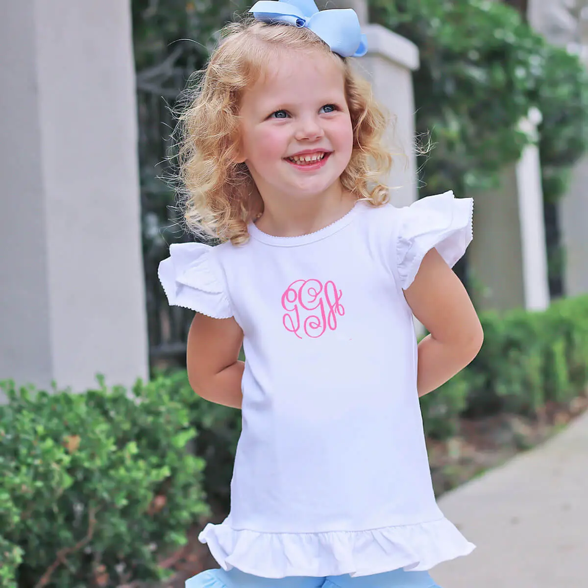 White Double Ruffle Top - Girls Knit T-Shirt
