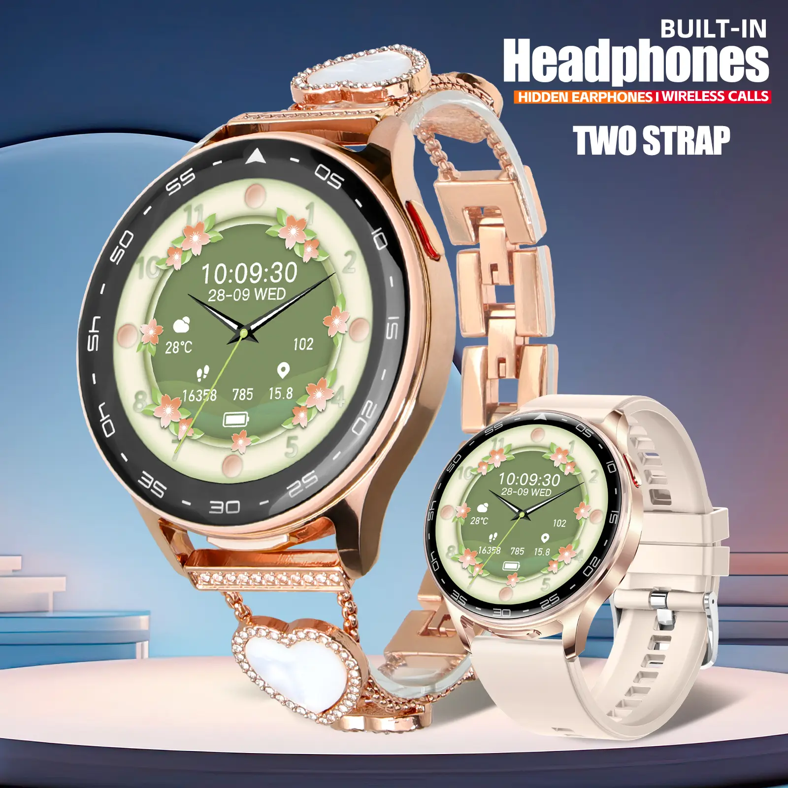 Pink + Gold Steel Strap