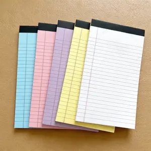 5-Pack 5x8" Colorful Legal Pads - College Ruled Perforated Writing Pads, 50 Sheets Each - Portable Glued Notepads for School, Office & Travel