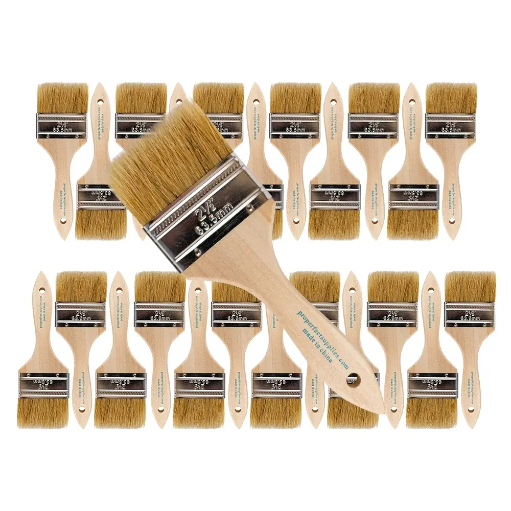 Vermeer Chip Paint Brushes - 24-Pack - 2.5" Chip Brushes for Paints, Stains, Varnishes, Glues, & Gesso - Home Improvement - Interior & Exterior Use