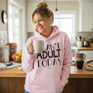 I Can't Adult Today Graphic Hoodie Soft 50% Cotton 50% Polyester Double-Lined Hood Front Pouch Pocket Cozy Evening Wear - Fabric
